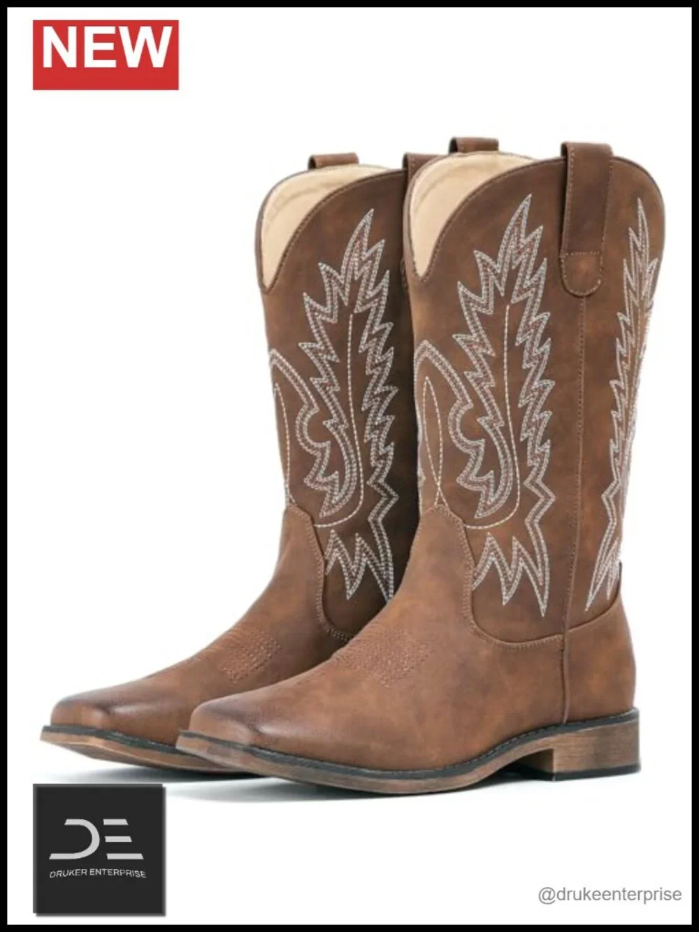 Women's Square Toe Wide Western Mid Calf Cowgirl Boots Embroidery